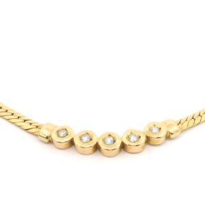 Damencollier in Panzermuster aus Gelbgold mit Brillanten