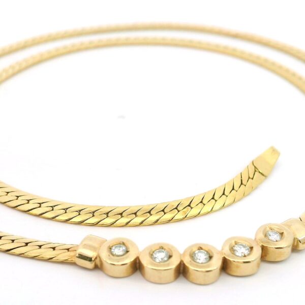 Feines Panzercollier mit Brillanten 585 Gelbgold – Bild 3