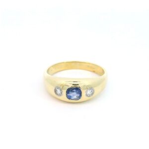 Klassischer Bandring mit Saphir & Brillanten 585 Gelbgold