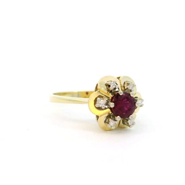 Vintage Rubinring 585 Gelbgold mit Brillanten – Bild 6