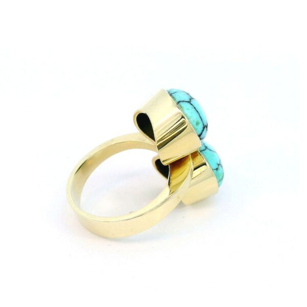 Vintage Ring 585 Gelbgold mit Türkisen – Bild 3