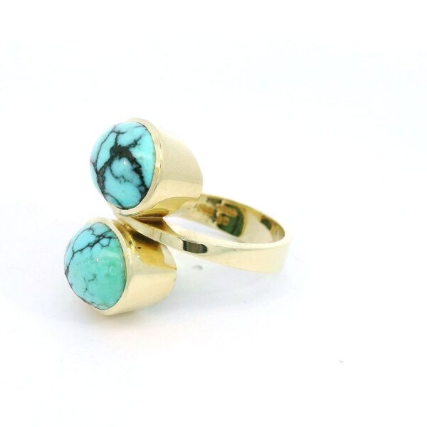 Vintage Ring 585 Gelbgold mit Türkisen – Bild 4