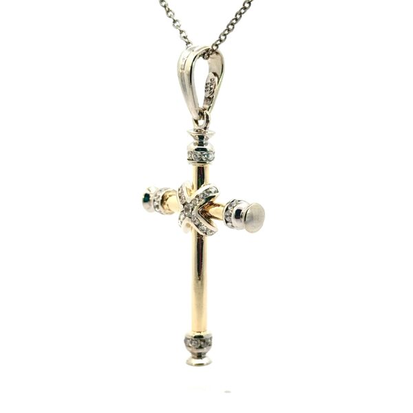 Chicer Kreuzanhänger 585 Gelb- & Weißgold mit Zirkonia – Bild 2