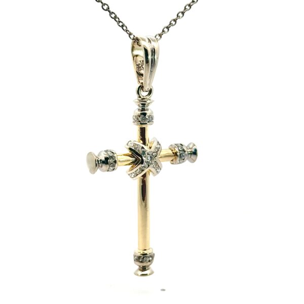 Chicer Kreuzanhänger 585 Gelb- & Weißgold mit Zirkonia – Bild 4