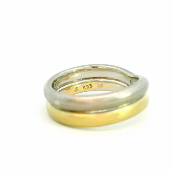 Moderner Ring 585 Gelb- & Weißgold mit 2 Brillanten – Bild 4