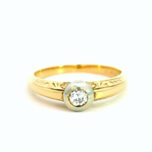 Vintage damenring in gelbgold mit einem brillant