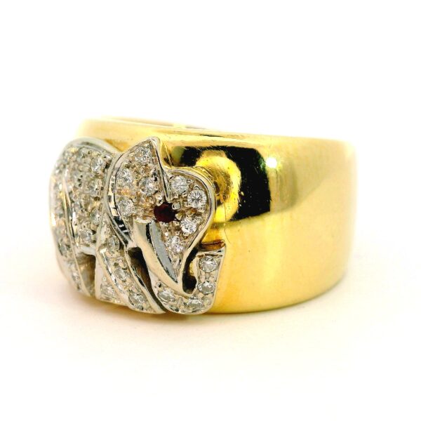 Ring mit Elefant 750 Gelb- & Weißgold mit Brillanten – Bild 3