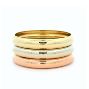 Damenring dreireihig gearbeitet in gelb-, weiss- und rosegold
