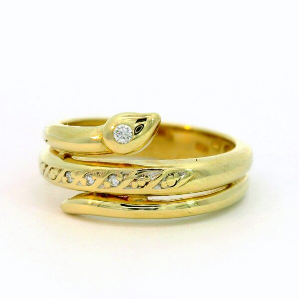 Schlangenring 585 Gelbgold mit 4 Brillanten – Bild 3