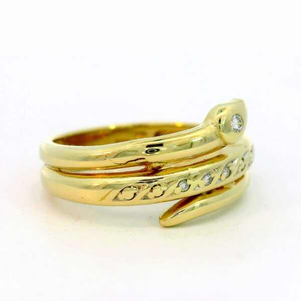 Schlangenring 585 Gelbgold mit 4 Brillanten – Bild 5