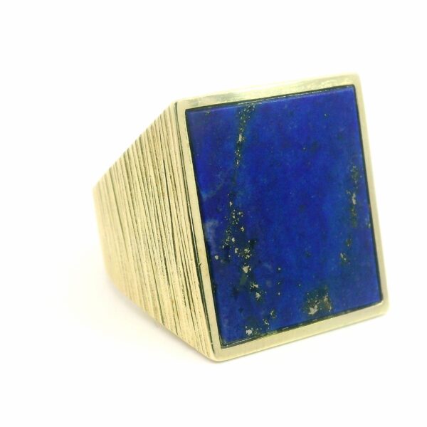 Vintage Herrenring mit Lapislazuli 585 Gelbgold – Bild 4