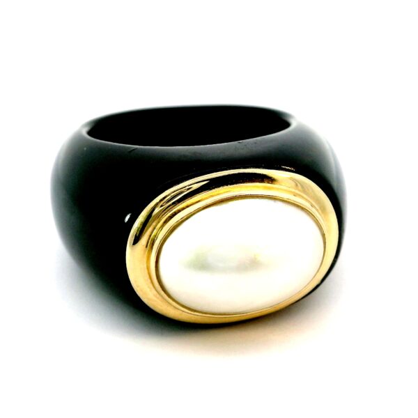 Imposanter Jadering 585 Gelbgold mit Mabéperle – Bild 6