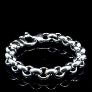 kräftiges silbernes damenarmband im erbsenmuster