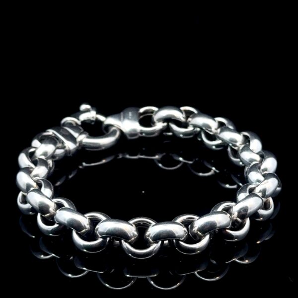 kräftiges silbernes damenarmband im erbsenmuster