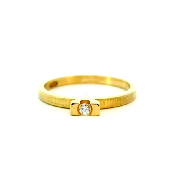 Feiner vintage damenring in gelbgold mit 1 brillant