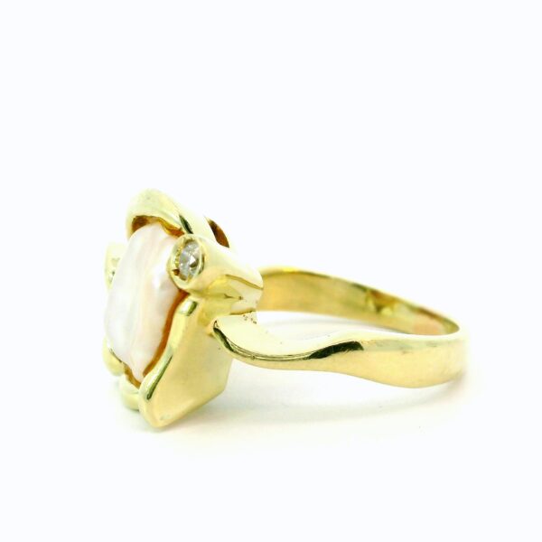 Ring 585 Gelbgold mit Keshi-Perle & Brillant 0,10 ct – Bild 4