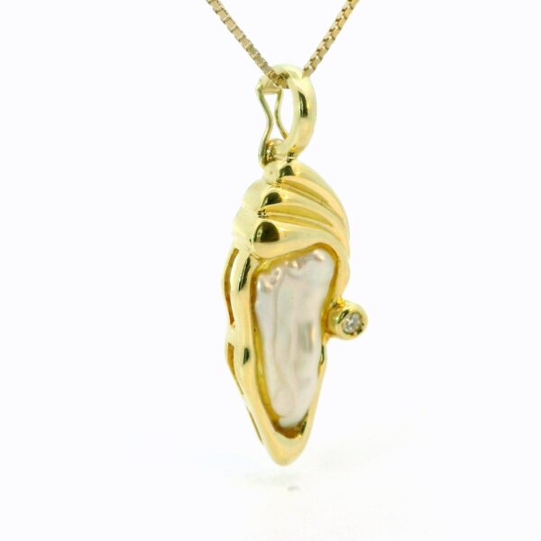 Vario-Clip Anhänger 585 Gelbgold mit Keshi-Perle & Brillant 0,05 ct – Bild 3