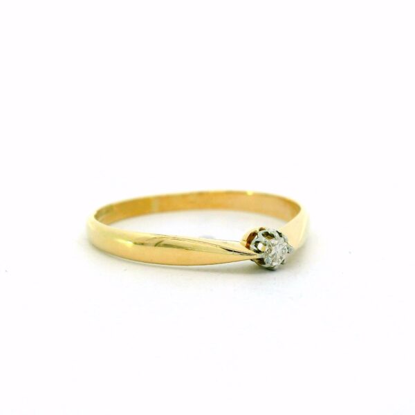 Filigraner Solitärring 585 Gelb- & Weißgold mit Brillant 0,10 ct – Bild 5