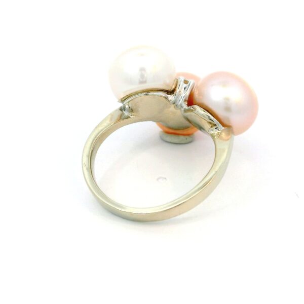 Edler Perlenring 585 Weißgold mit Brillanten 0,06 ct – Bild 4