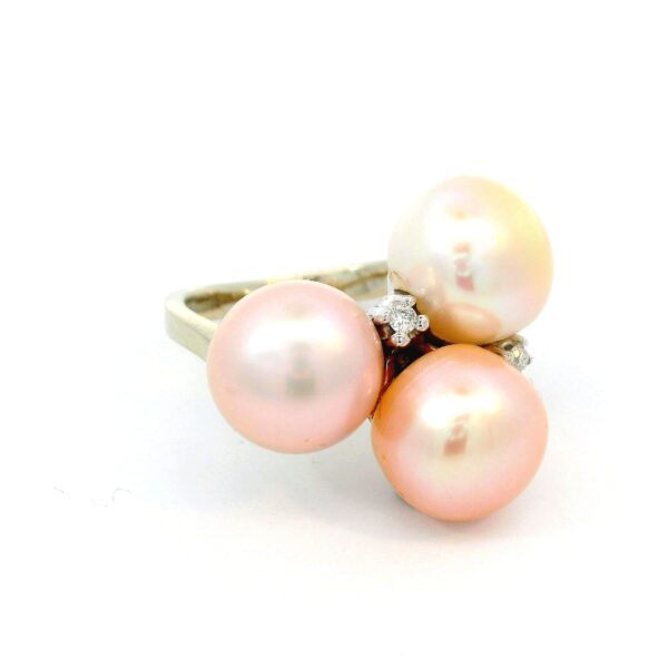 Edler Perlenring 585 Weißgold mit Brillanten 0,06 ct – Bild 5
