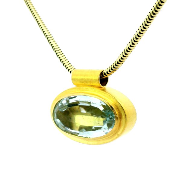 Anhänger 750 Gelbgold mit Blautopas – Bild 3