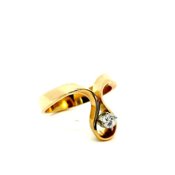 Vintage Brillantring 750 Gelb- & Weißgold 0,13ct – Bild 2